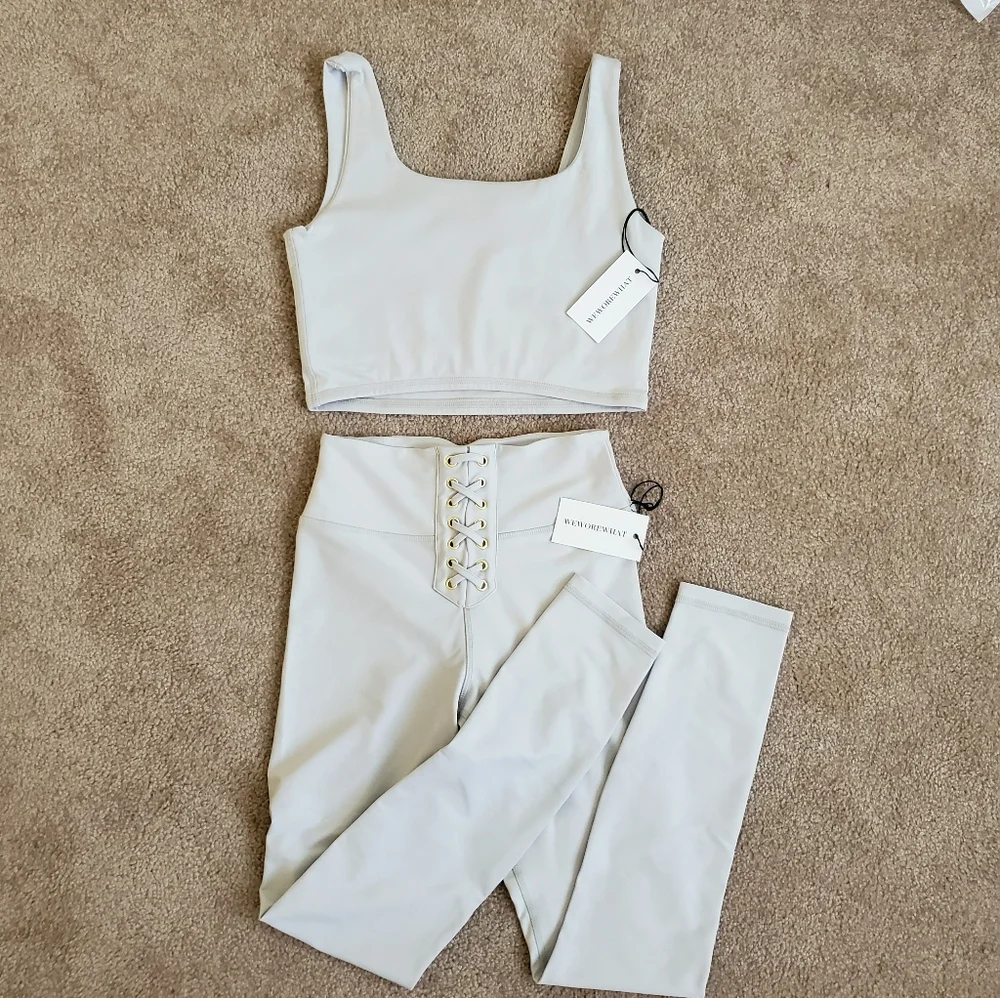Set Weworewhat lace up legging and top gray - Picture 1 of 6